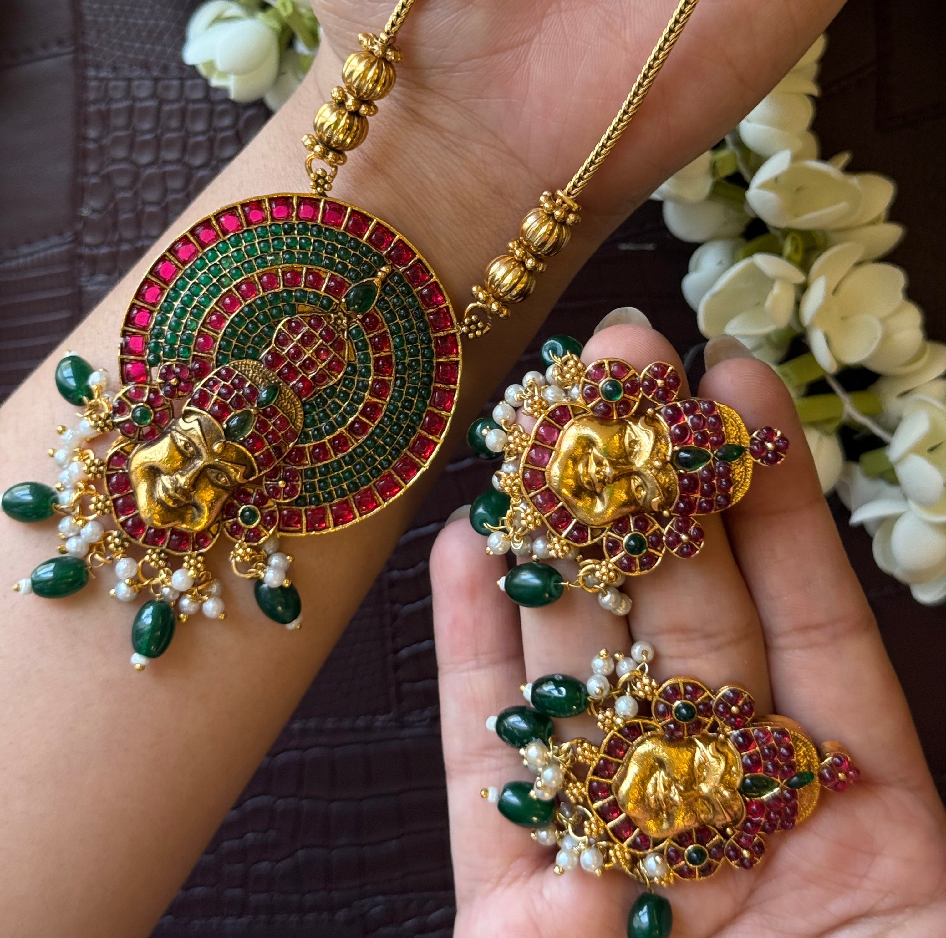 Kathakali Necklace with Heavy Earrings