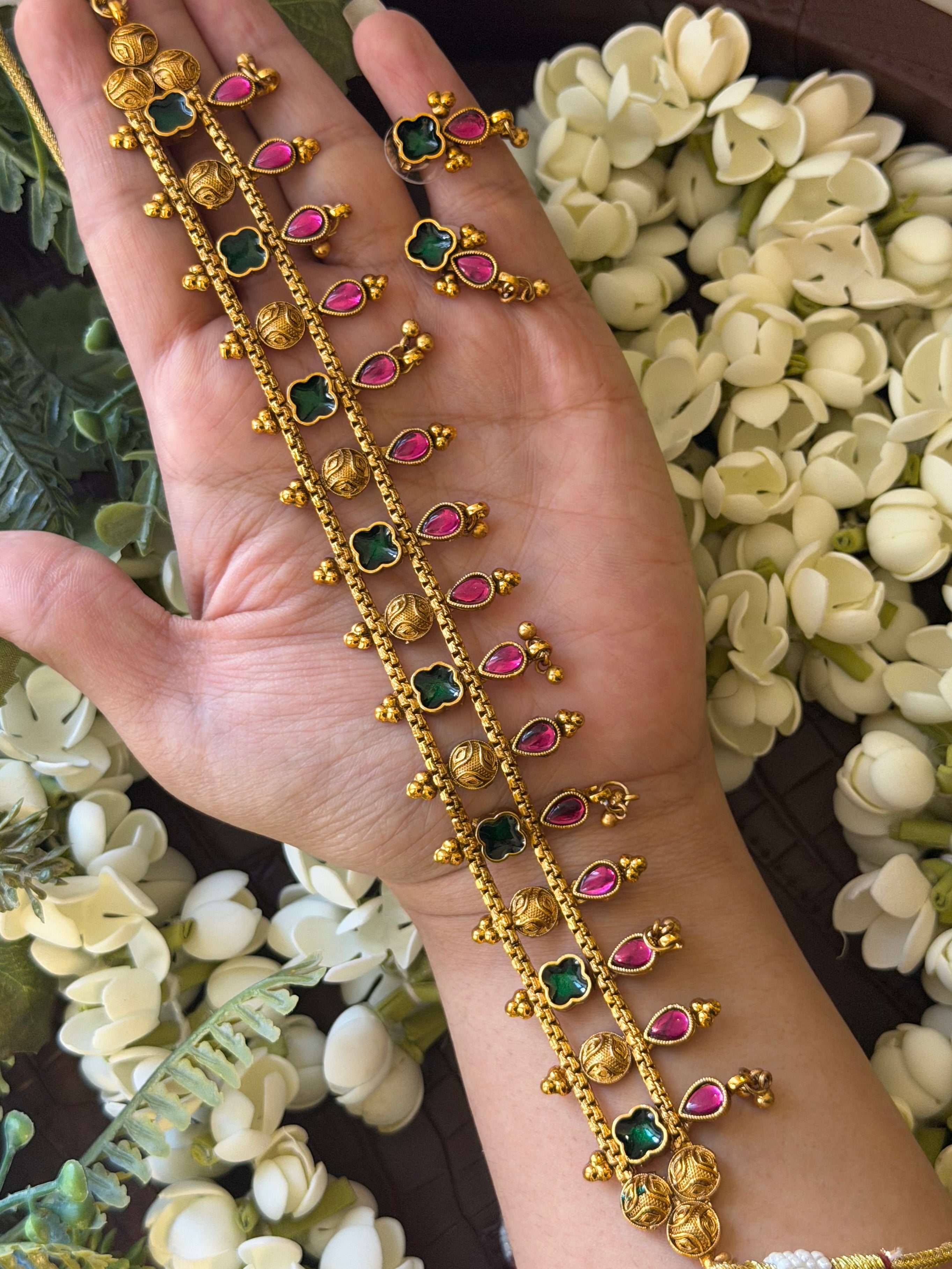 Multi Palakka Choker with Earrings