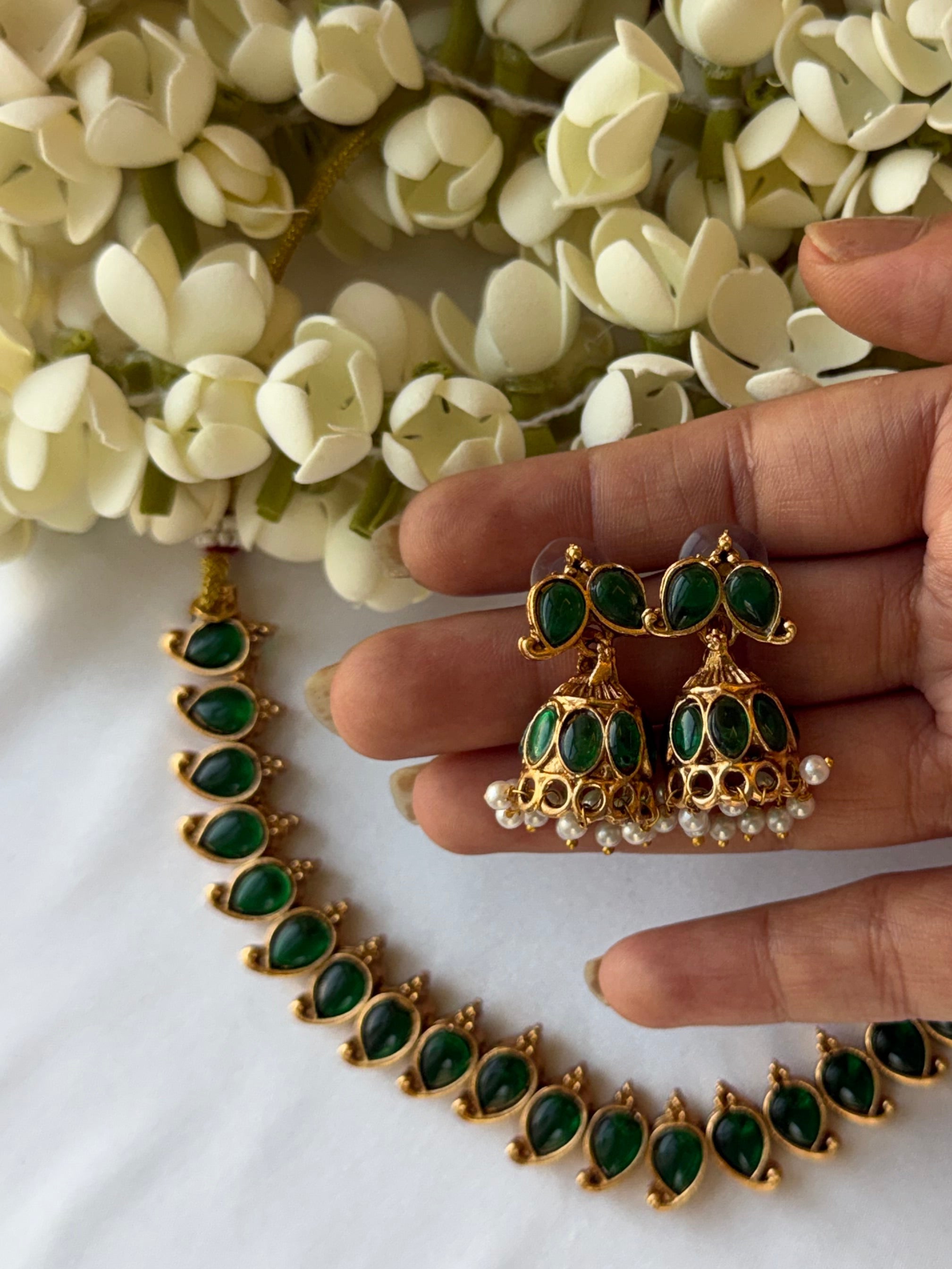 Green Manga Maala with Jhumka