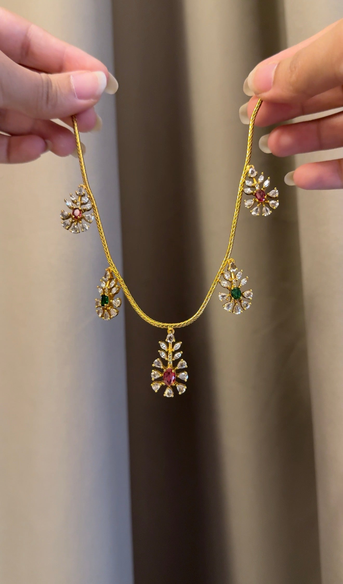 AD Stone Multi Pendant necklace with Studs