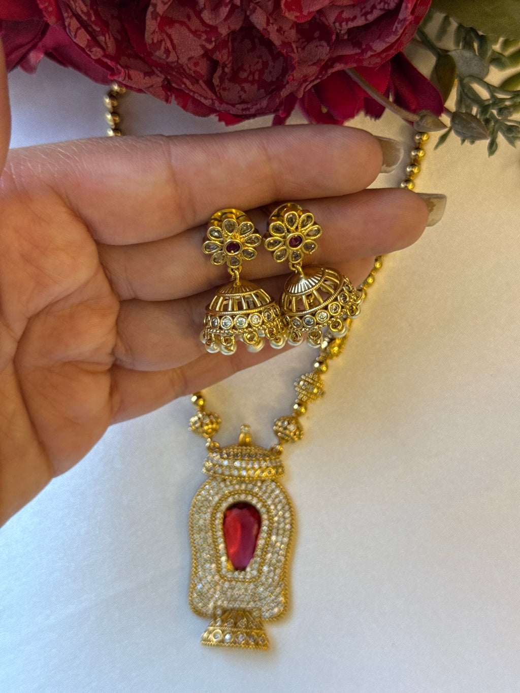 Ad Stone Ruby With Jhumka