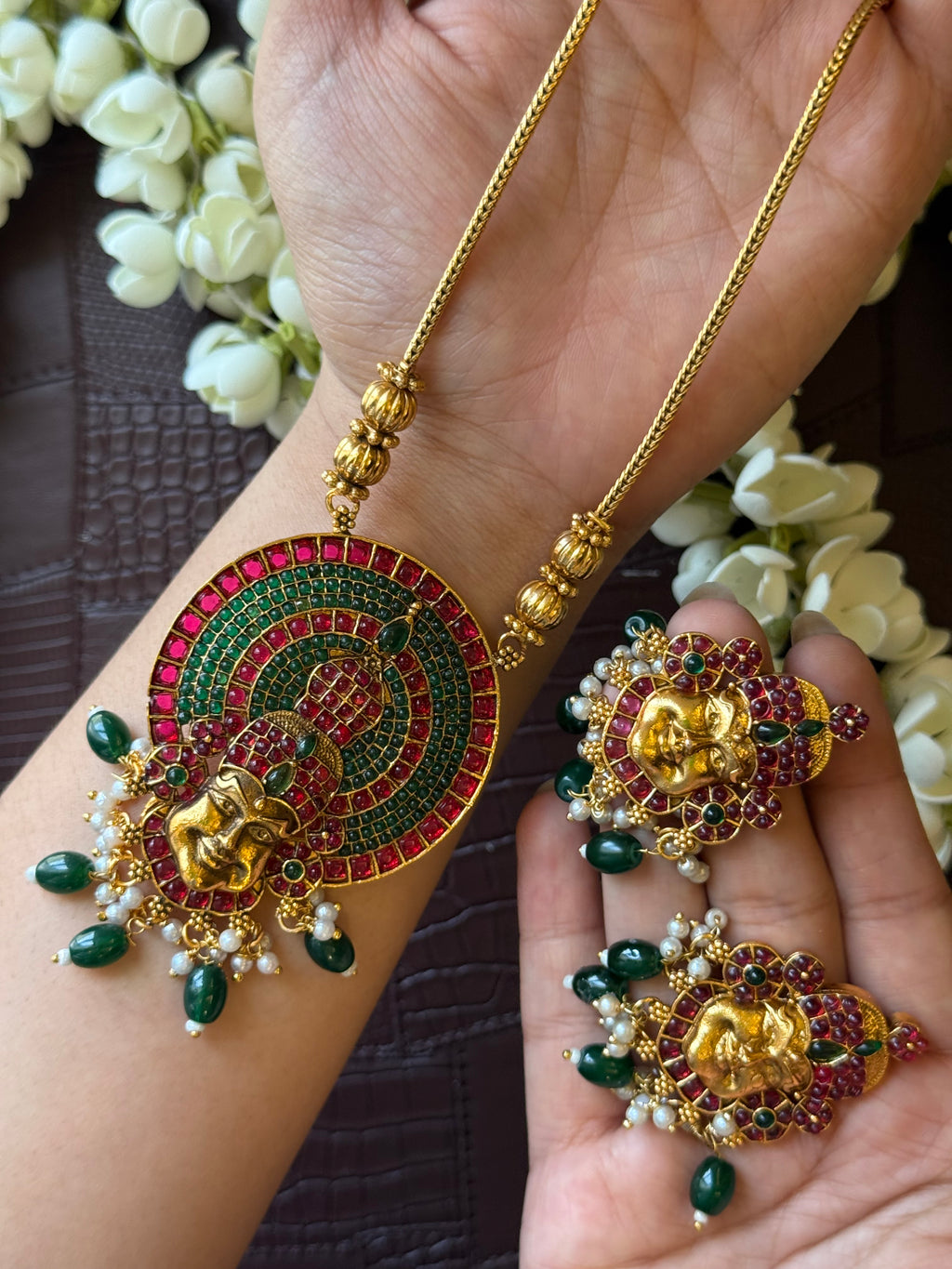 Kathakali Necklace with Heavy Earrings