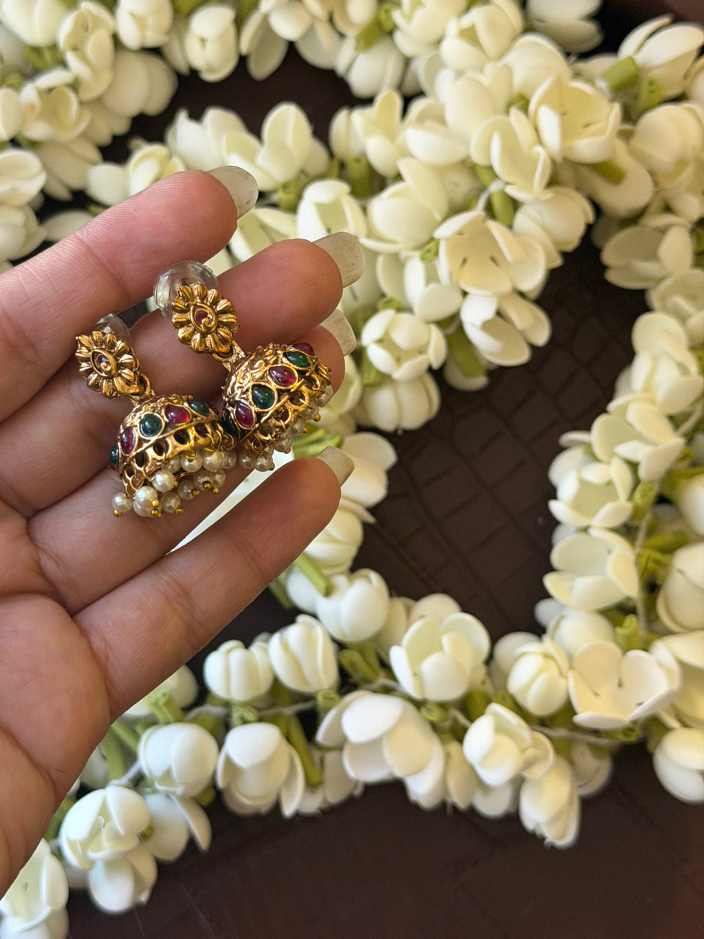 Flower Gold choker Jhumka