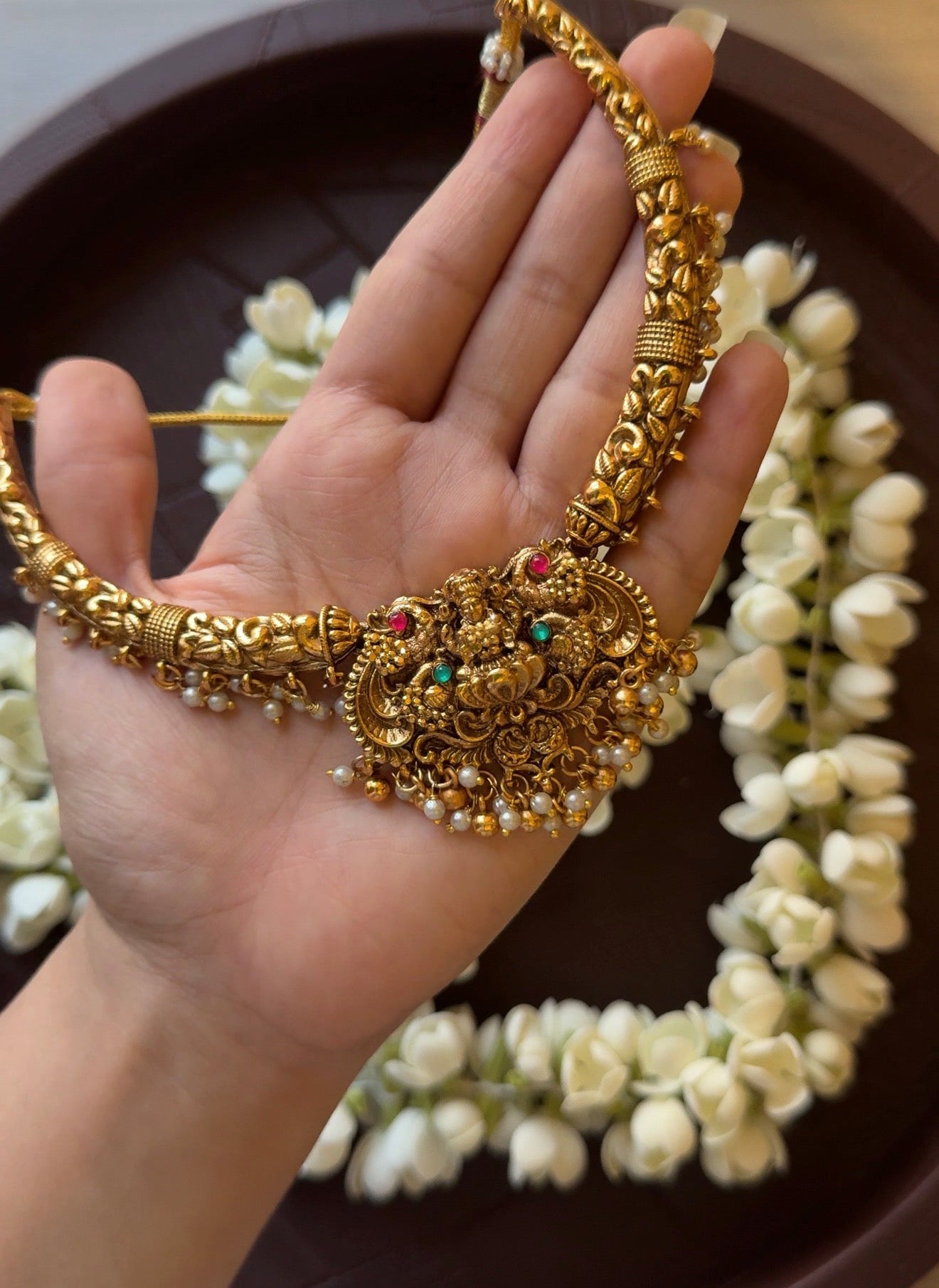 Pearl Drop Hasli with Jhumkas