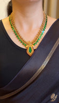 Green Palakka Haram With Earrings
