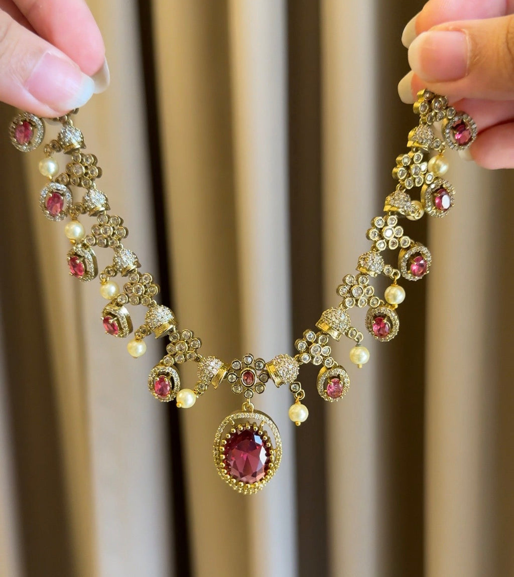 Ruby Diamond Necklace with Earrings