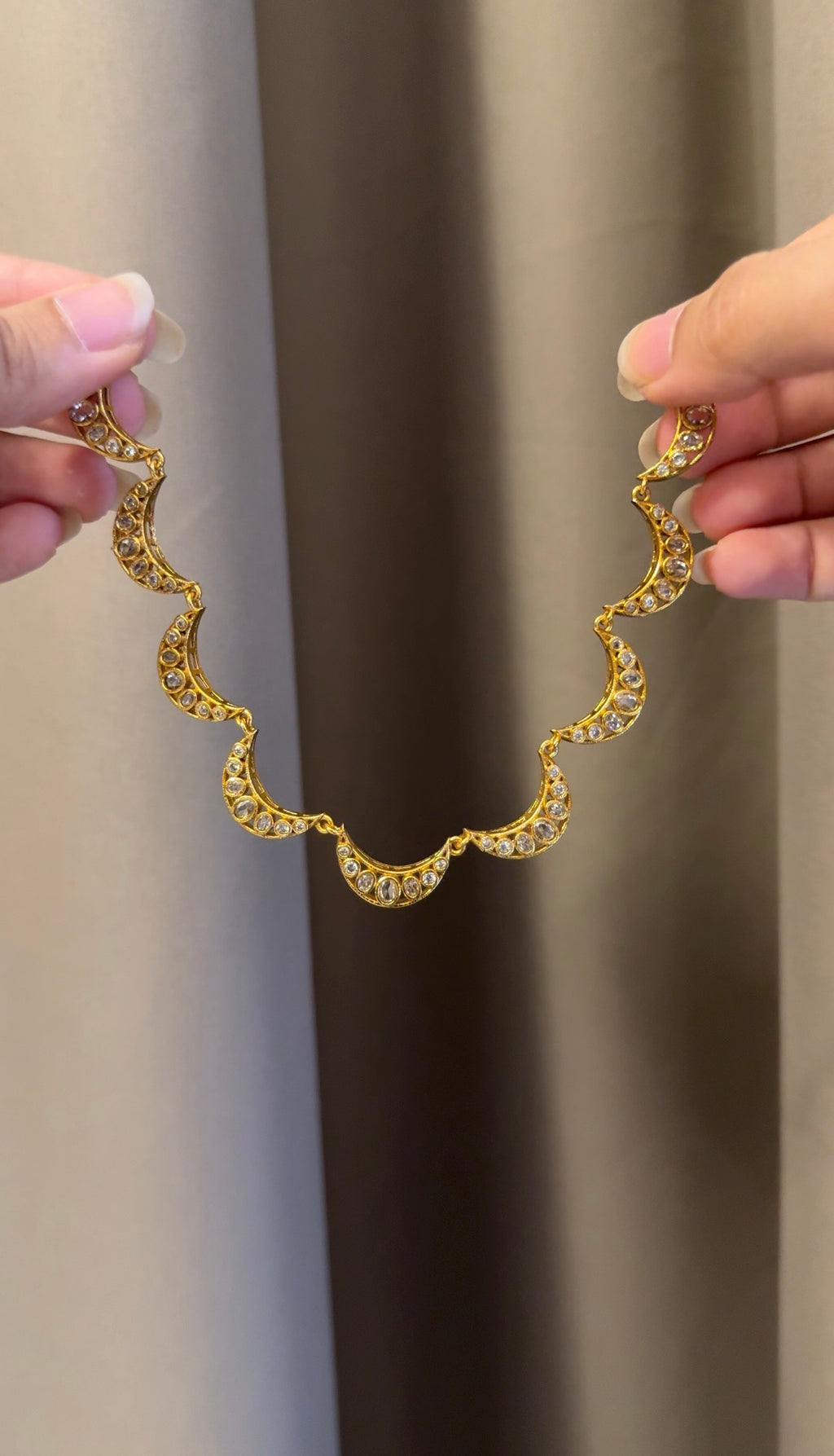 AD stone Moon Choker with Earrings