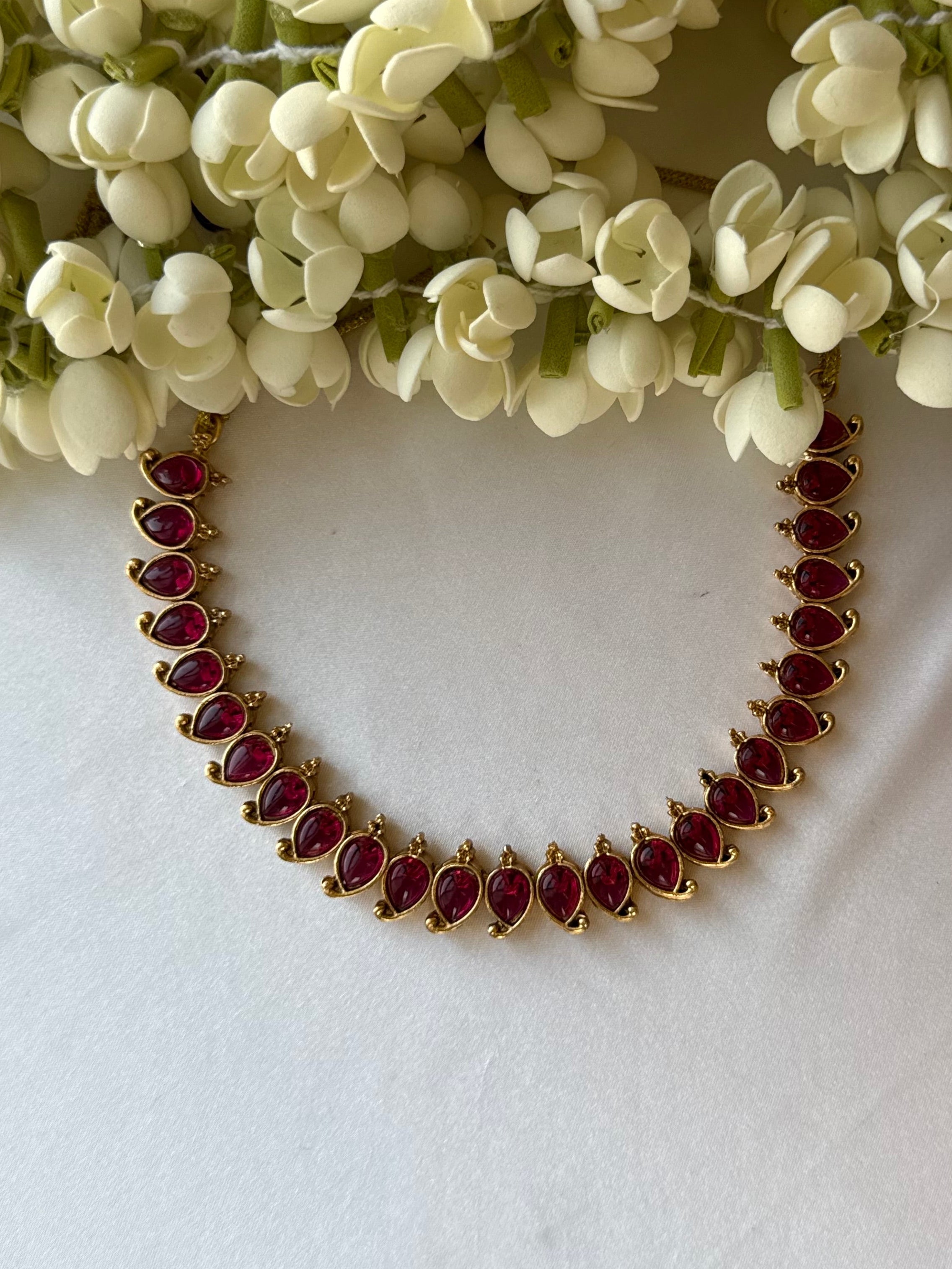 Red Manga Mala with Jhumkas