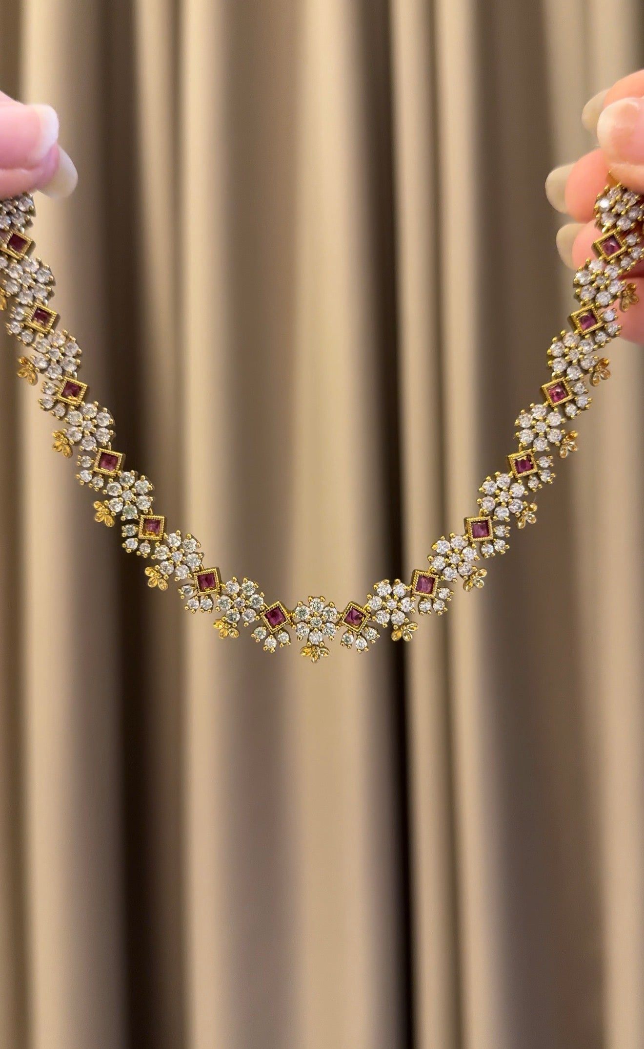 Ruby Diamond Necklace with Earrings