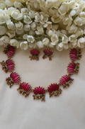 Pink Lotus Necklace with Earrings