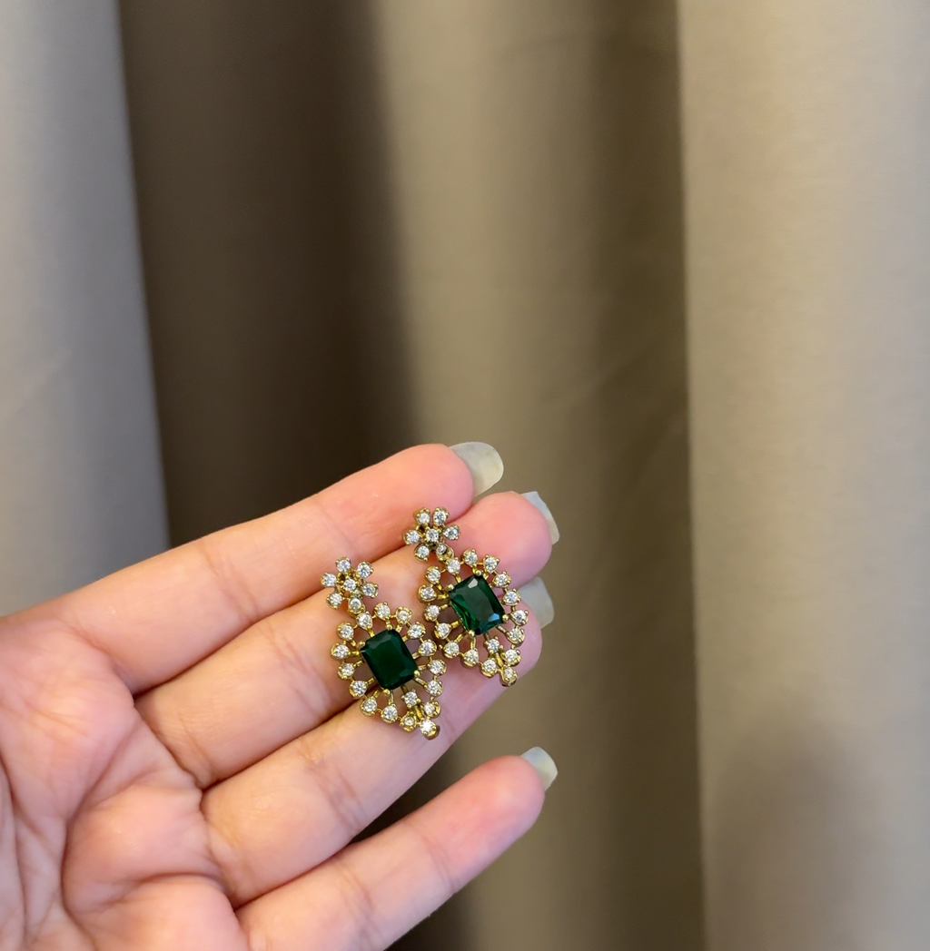 Emerald AD stone Necklace with Earrings