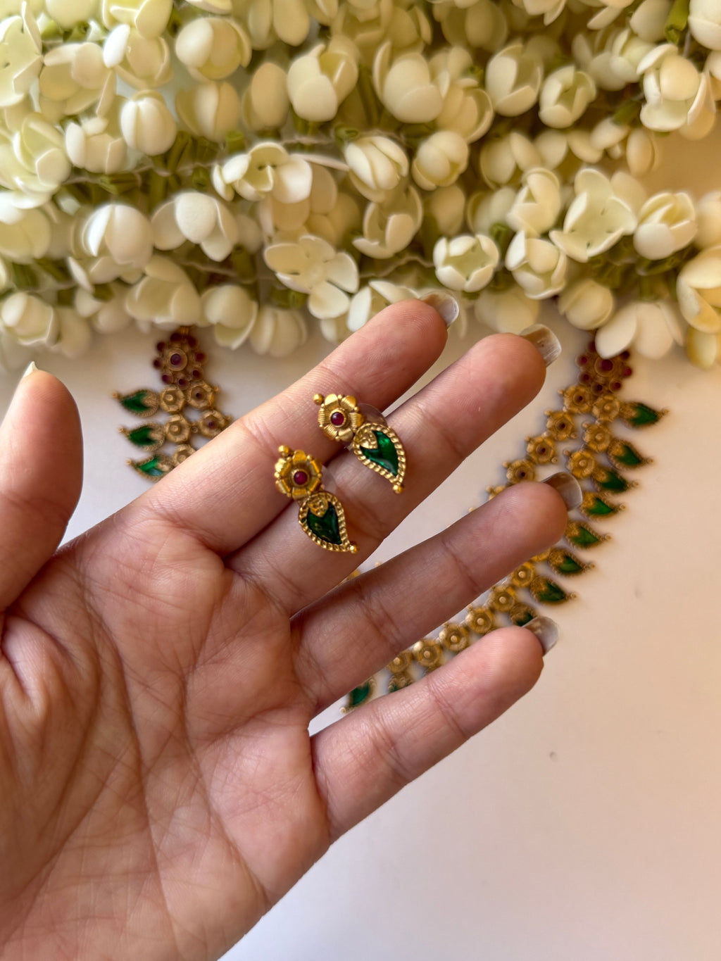 Double Layer Manga Maala Necklace with Earrings