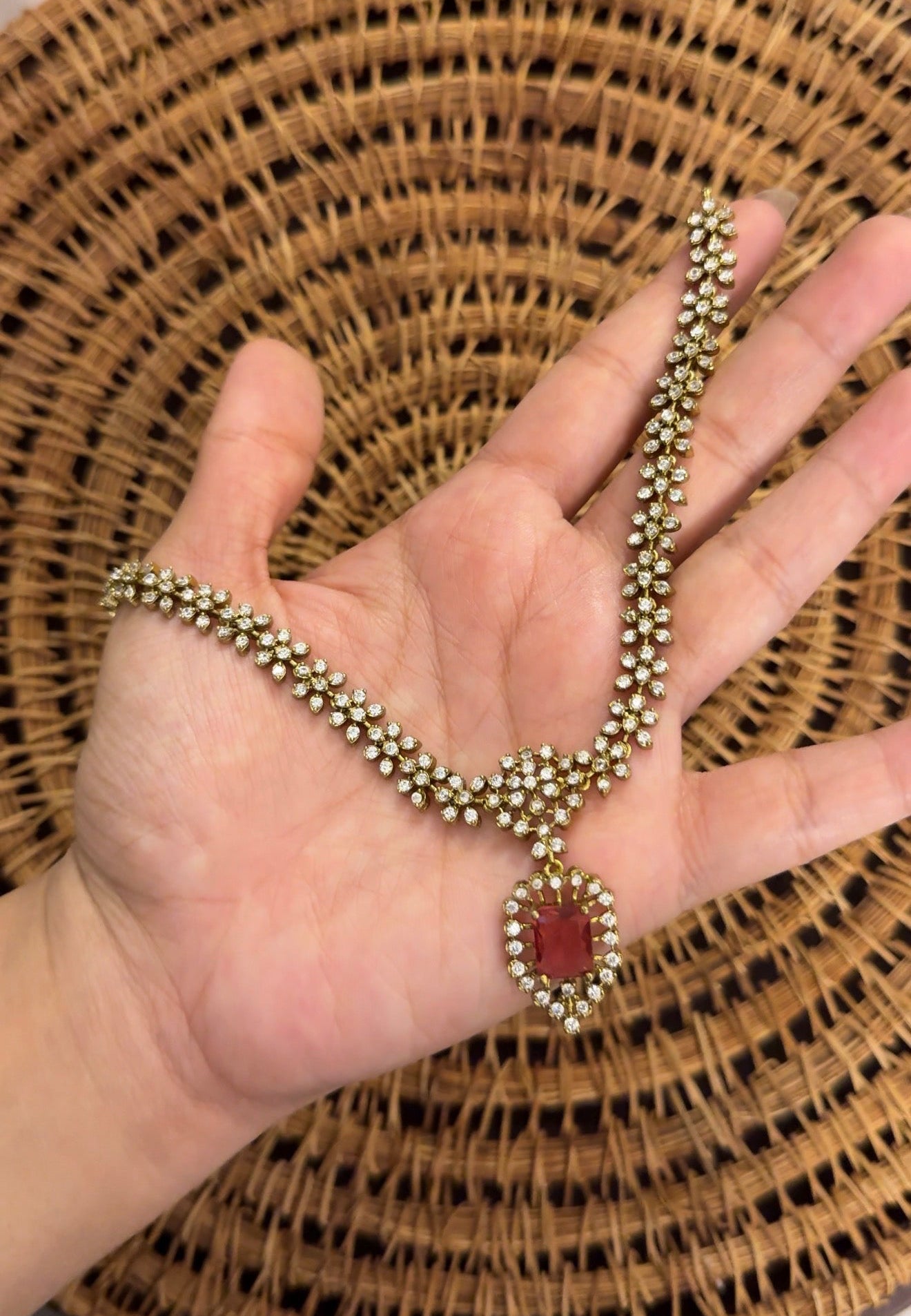 Ruby stone Diamond necklace with Earrings
