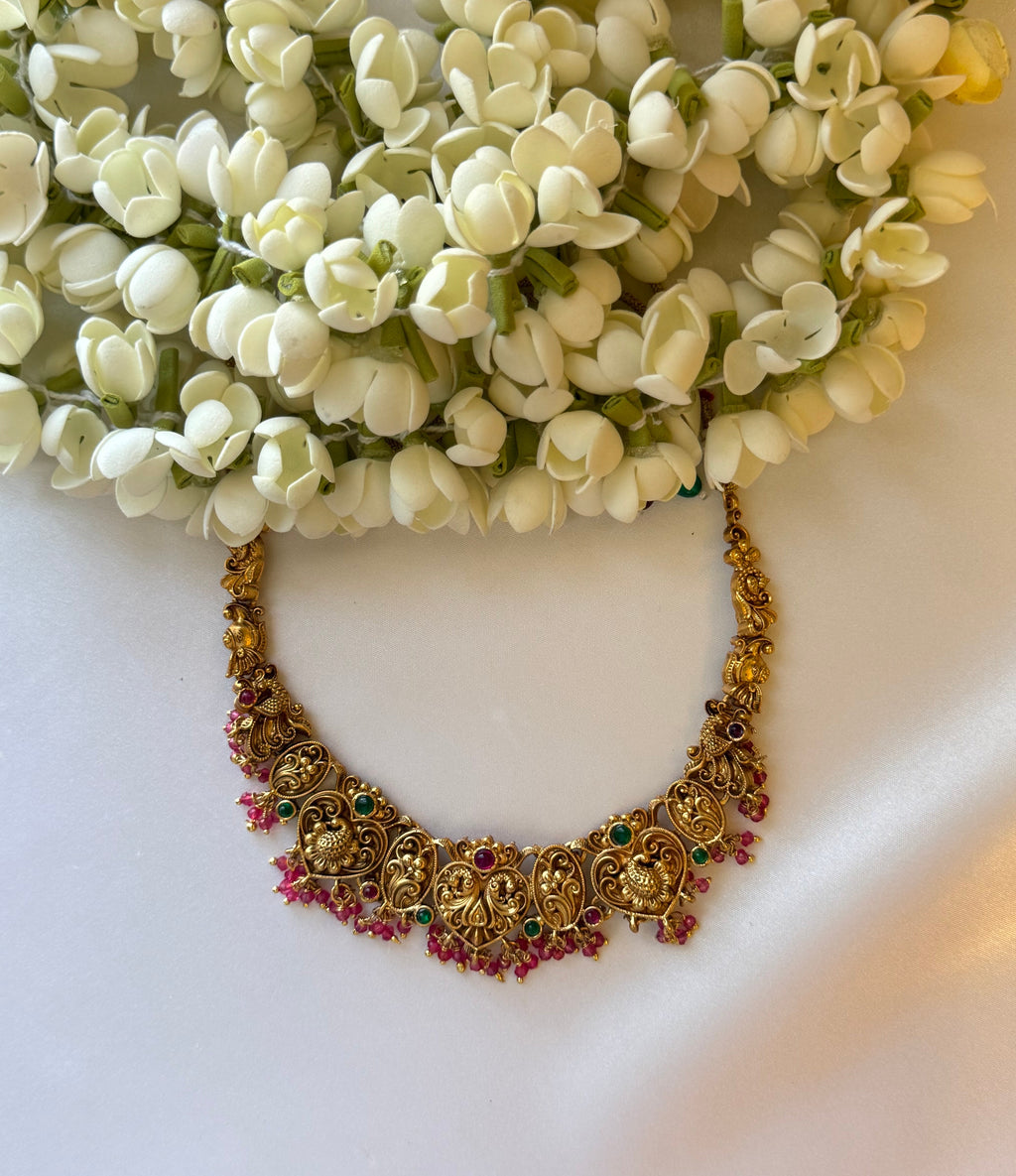 Non Idol Pink beads Necklace with Earrings