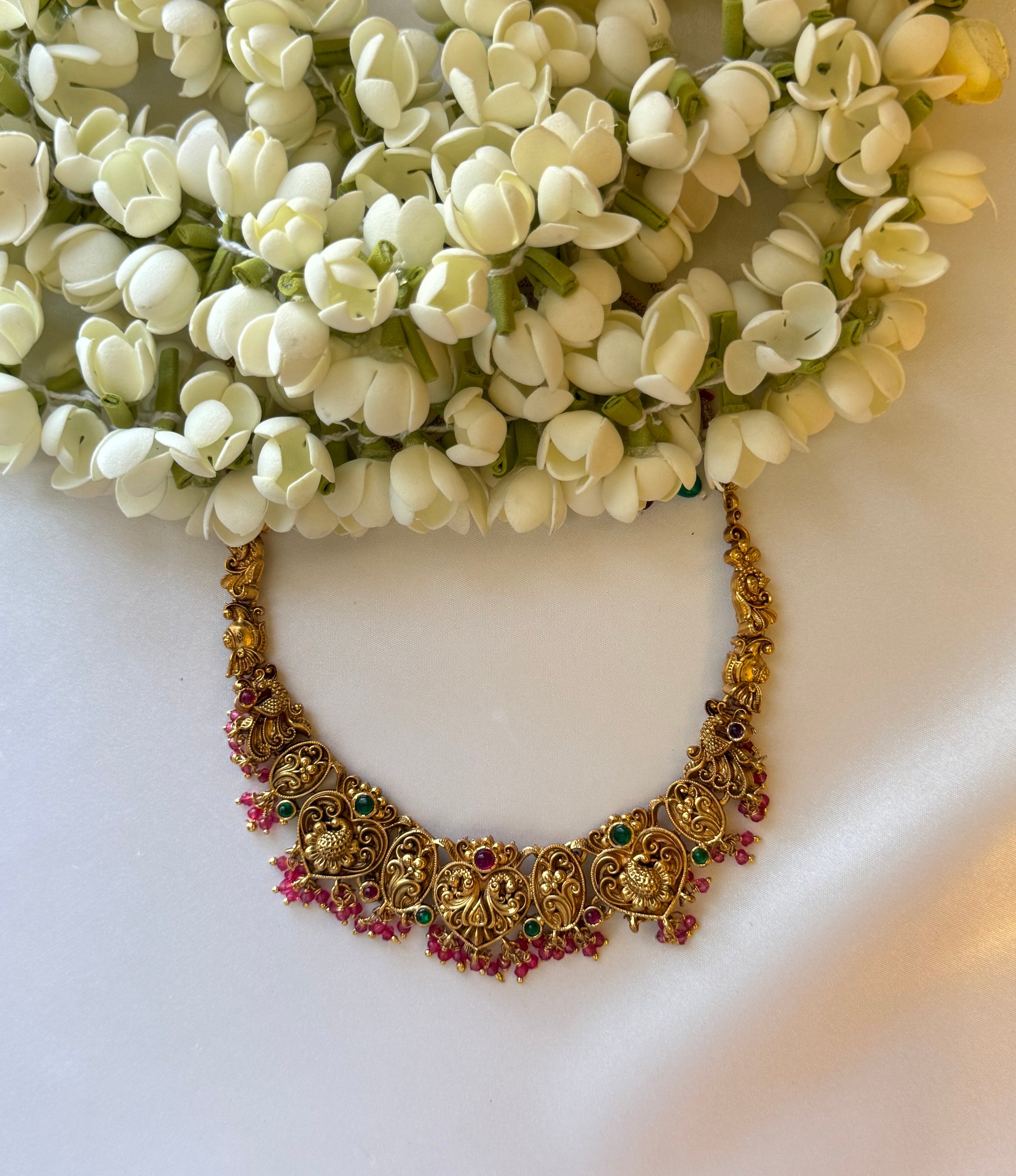 Non Idol Pink beads Necklace with Earrings