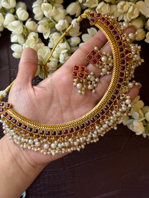 Double Sided Necklace with 2 Pair of Earrings