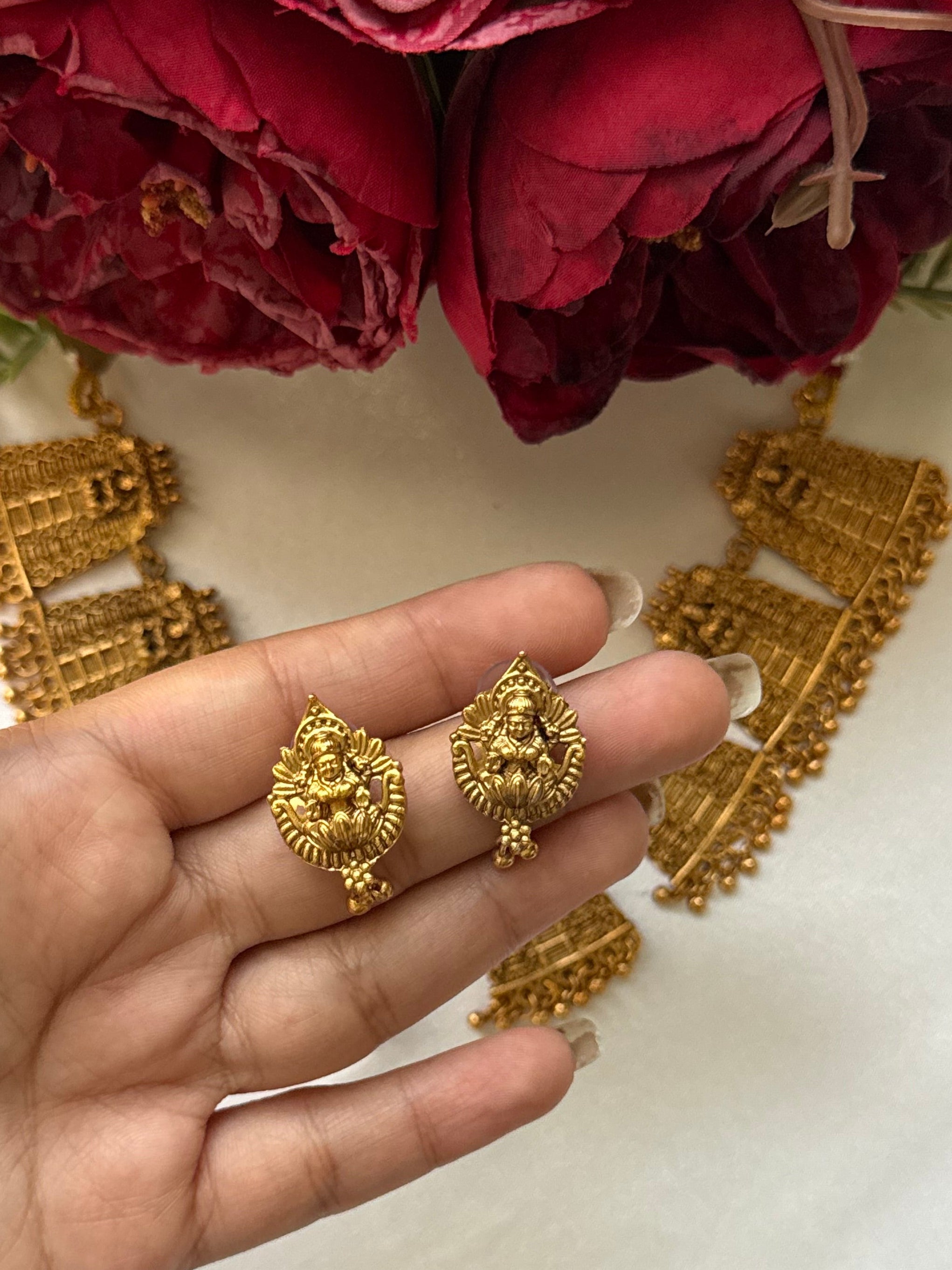 Meenakari Kovil Necklace with Earrings