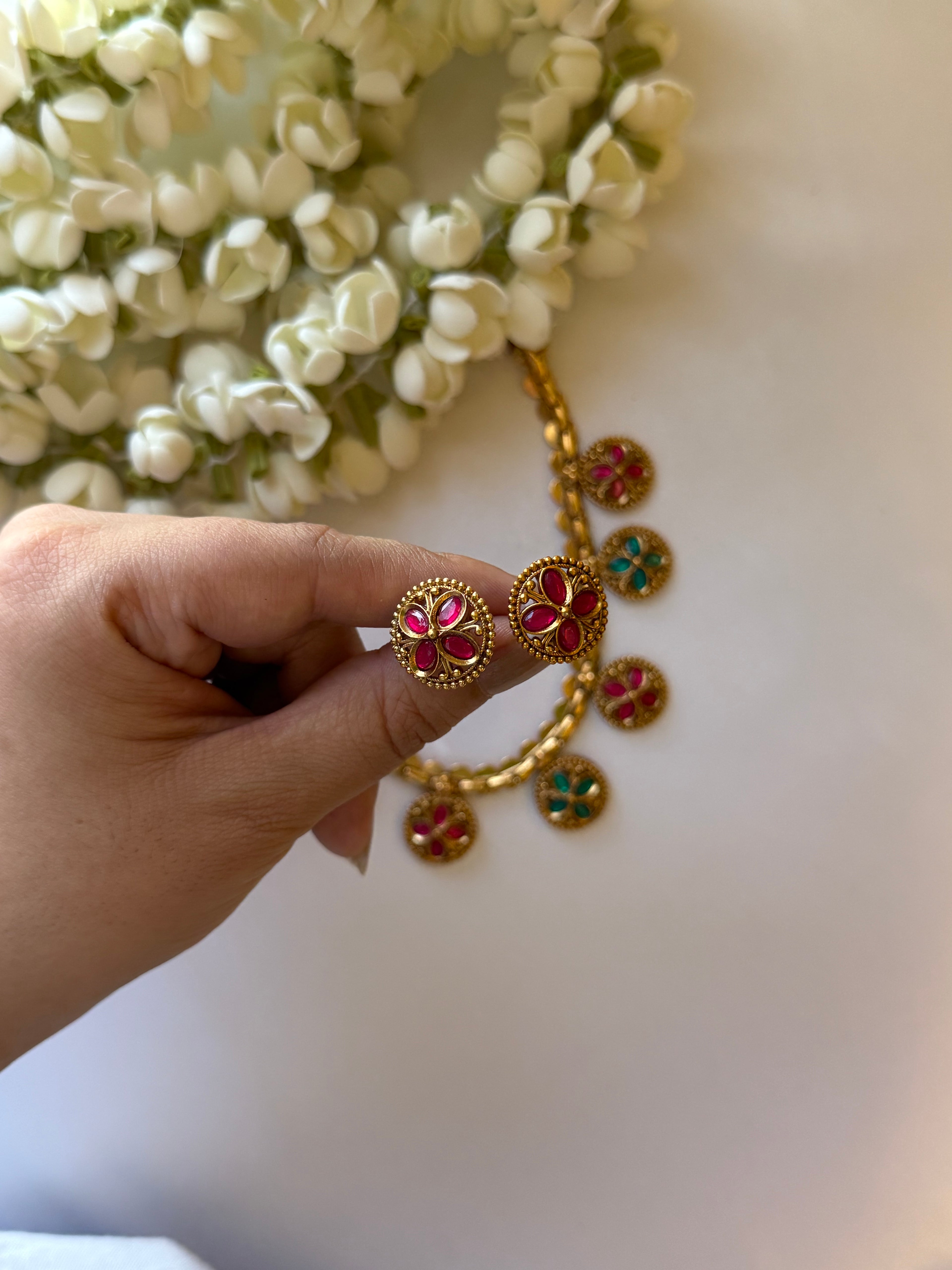 2 in 1 Double Sided Necklace with Earrings