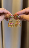 Pink Gold Pearl Jhumka