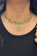 Turquoise Diamond Hasli with Earrings