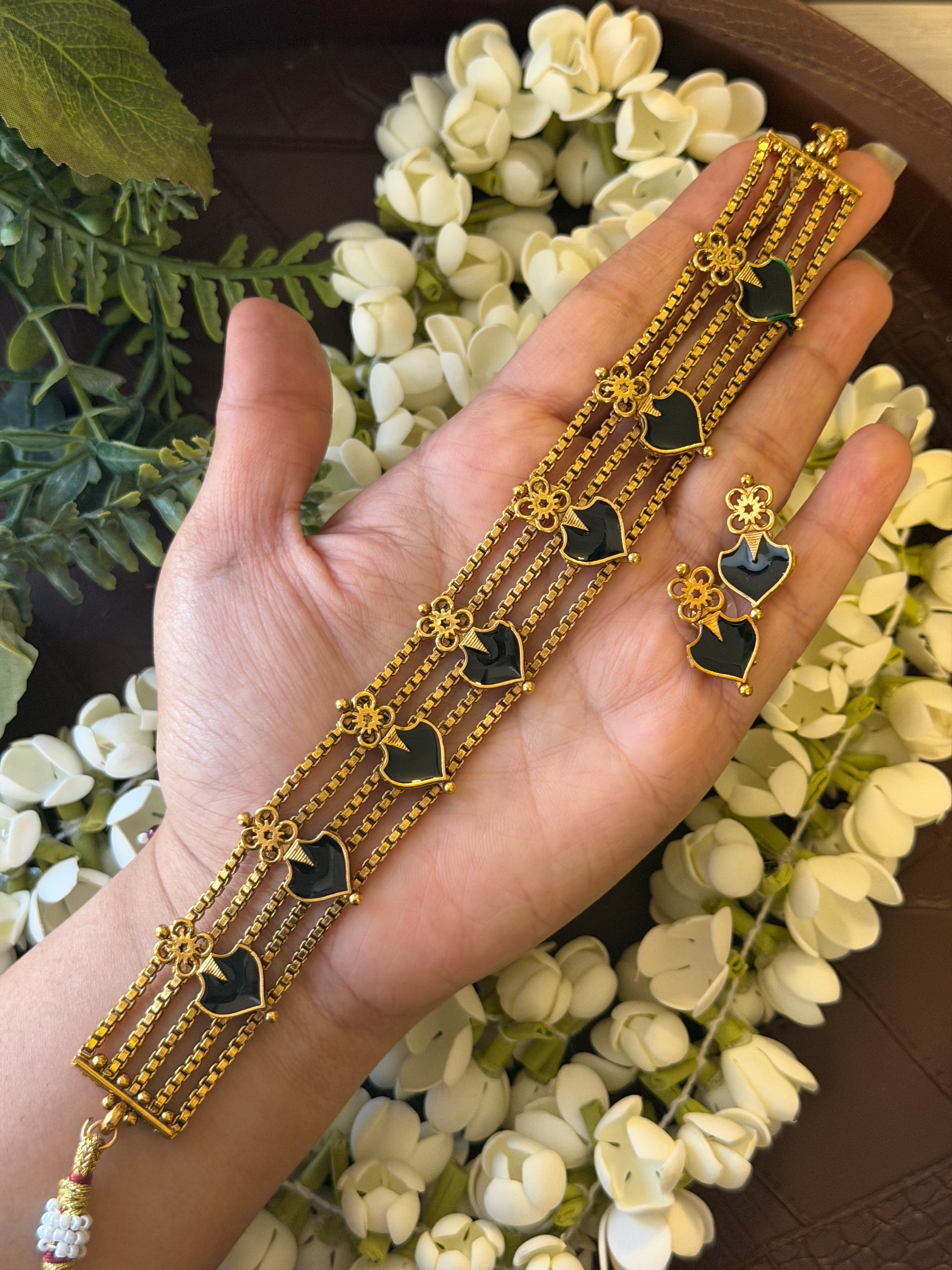 Best Seller Viral Black Palakka Choker with Earrings
