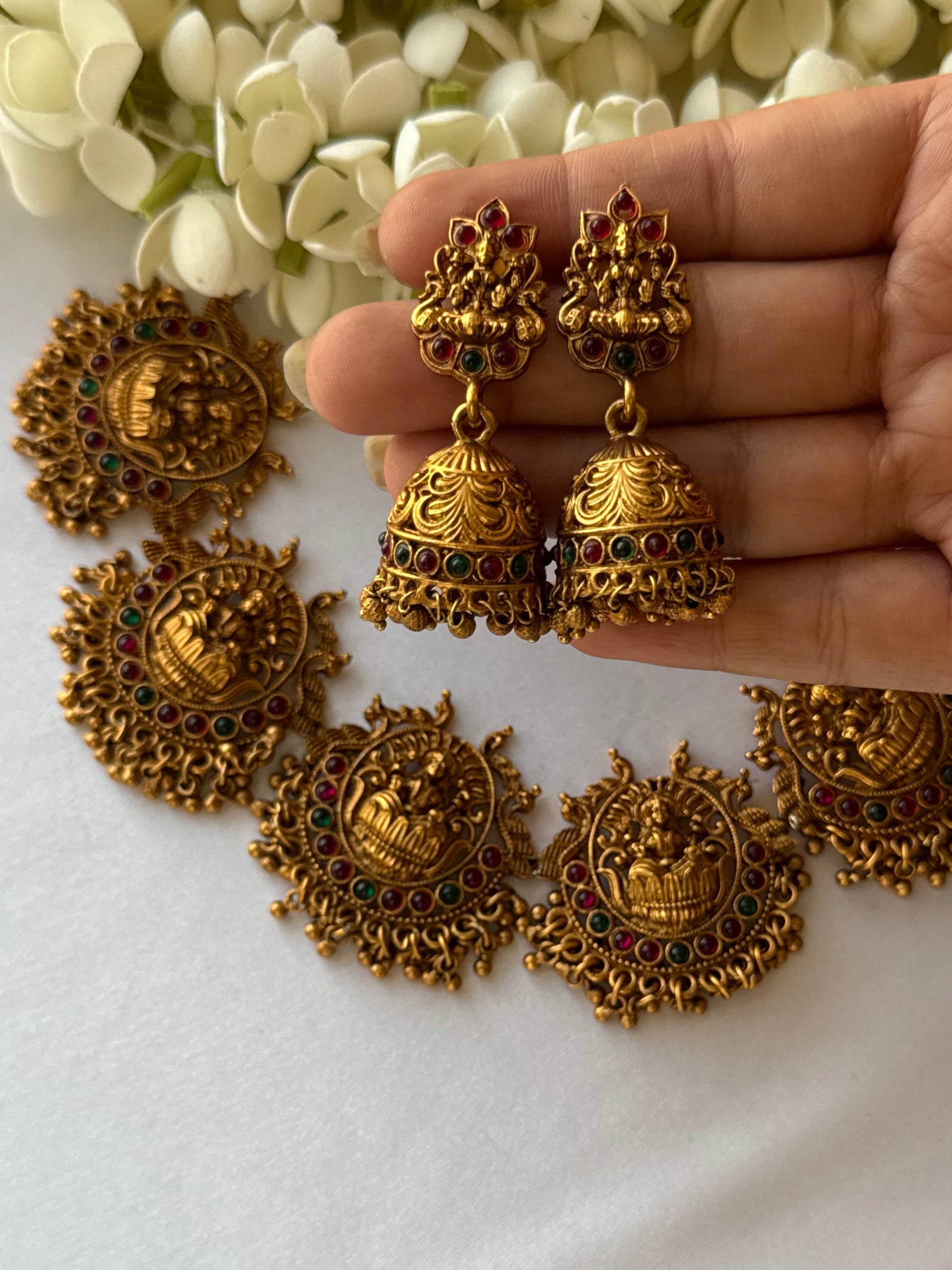 Lakshmi Necklace with Jhumkas