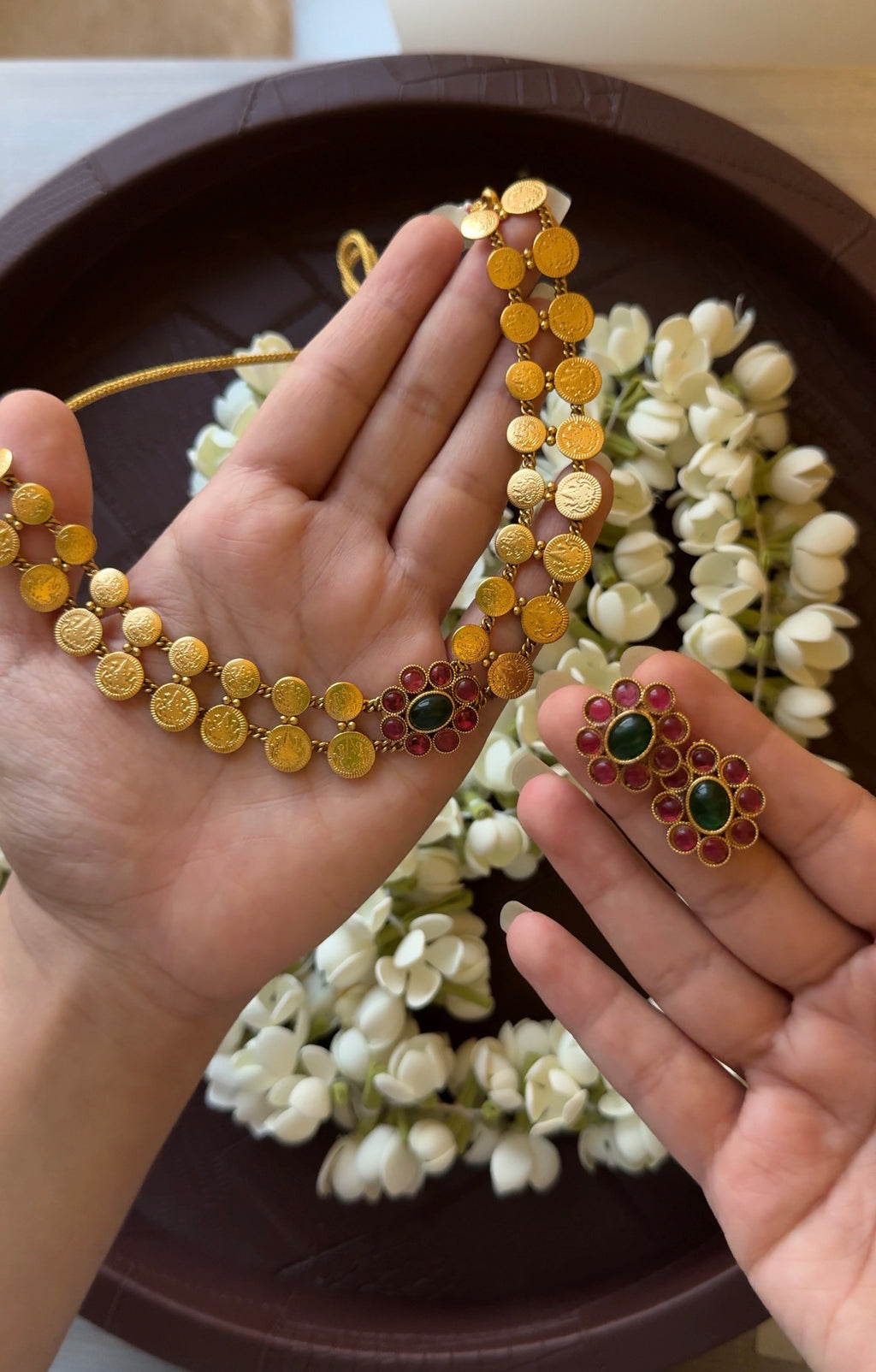 Coin Ruby Choker with Studs