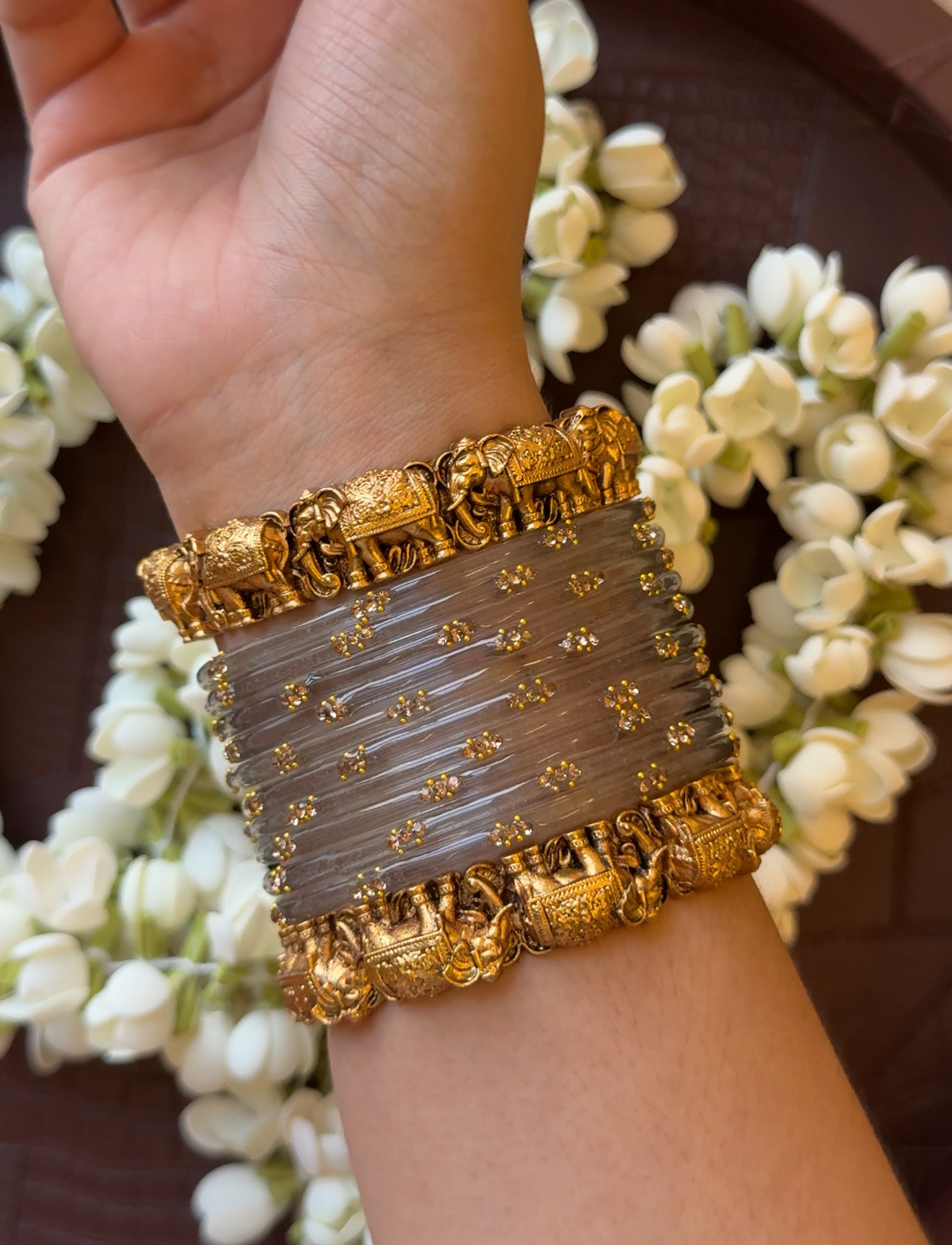 Elephant Raindrop Bangle Set