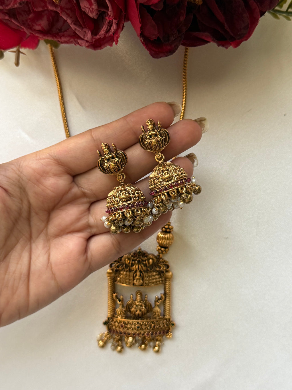 Mini Gopuram Necklace with Earrings