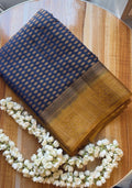 Blue and Mustard Georgette Banarasi saree with Blouse