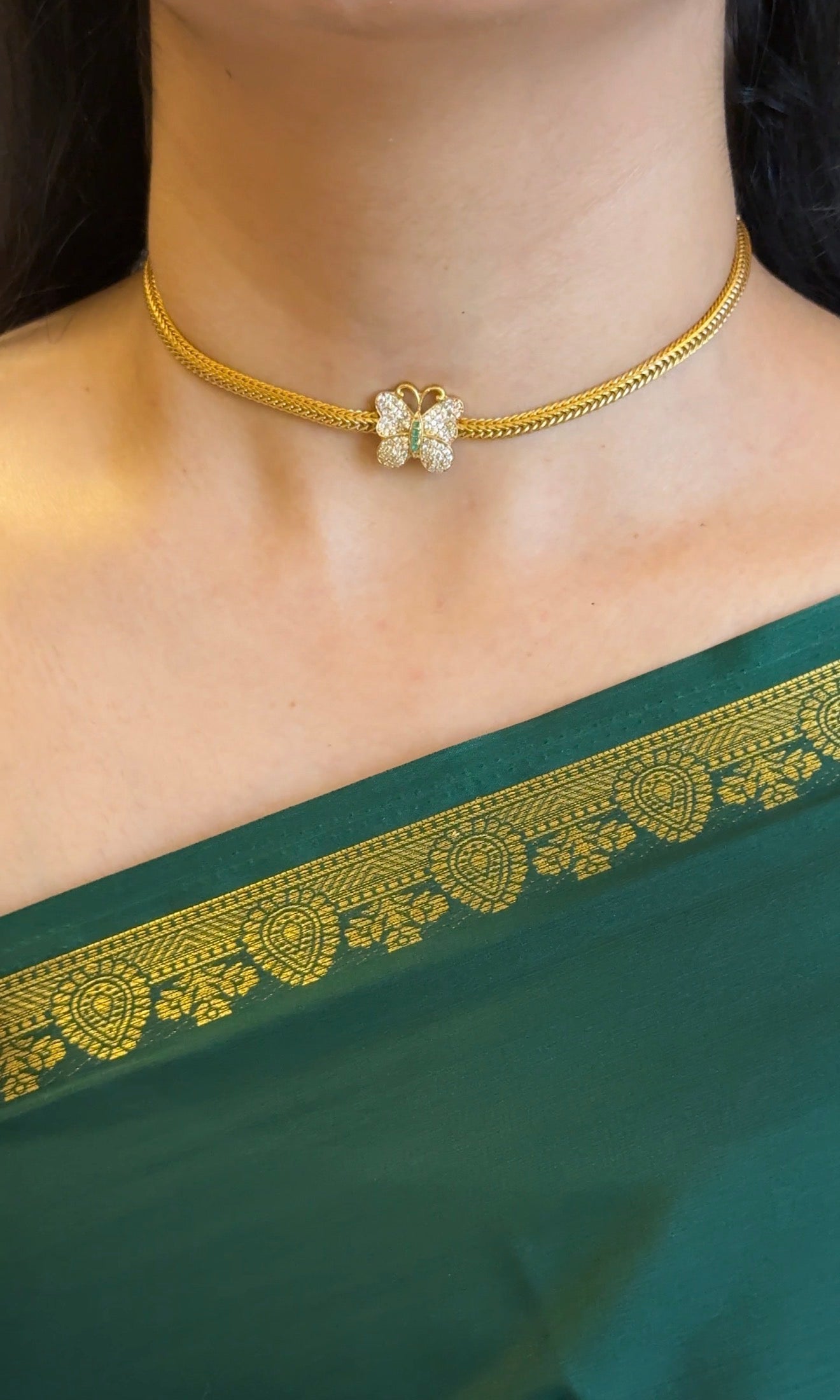Simple Butterfly Choker with Earrings