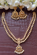 DOUBLE LAYER WHITE STONE ATTIGAI WITH EARRINGS