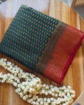 Green and Red Georgette Banarasi saree with blouse