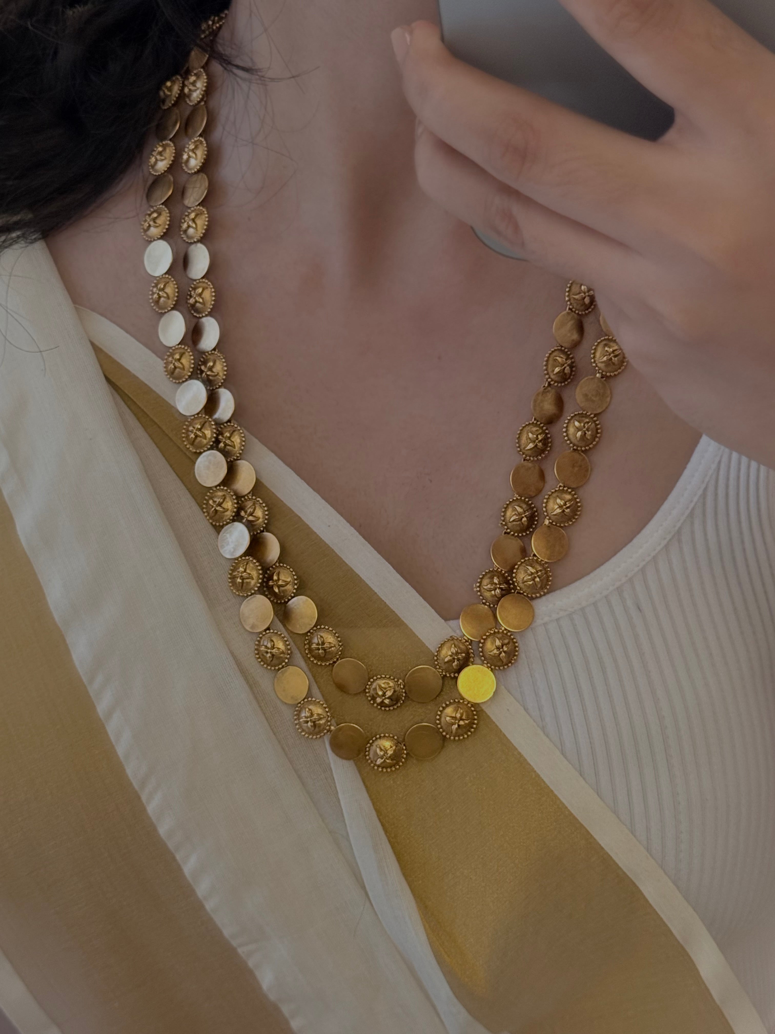Non Idol Floral Coin Haram with Earrings