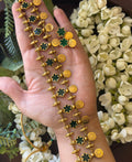 Green Flower Coin Choker with Earrings