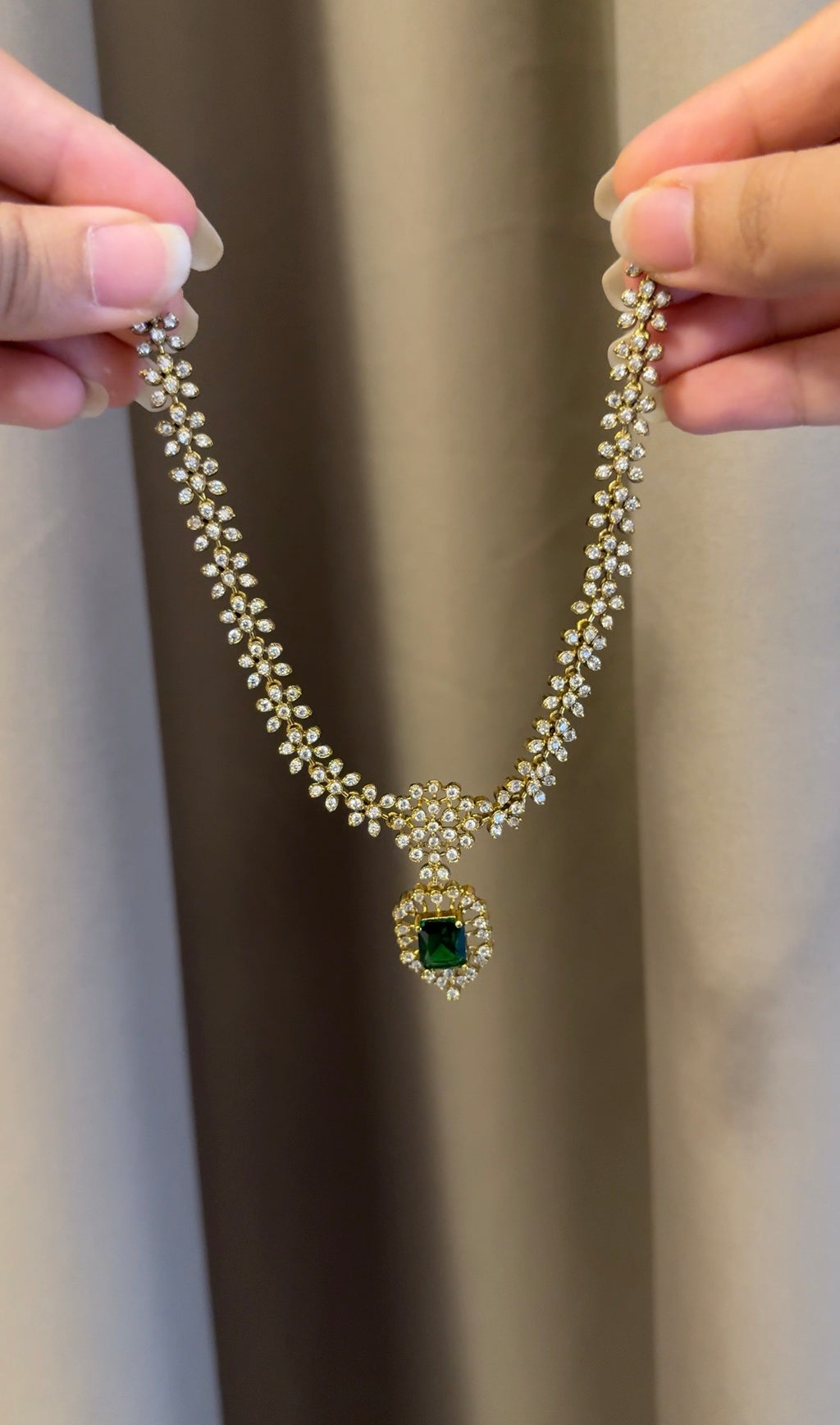 Emerald AD stone Necklace with Earrings