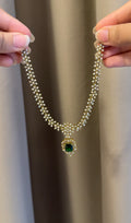Emerald AD stone Necklace with Earrings