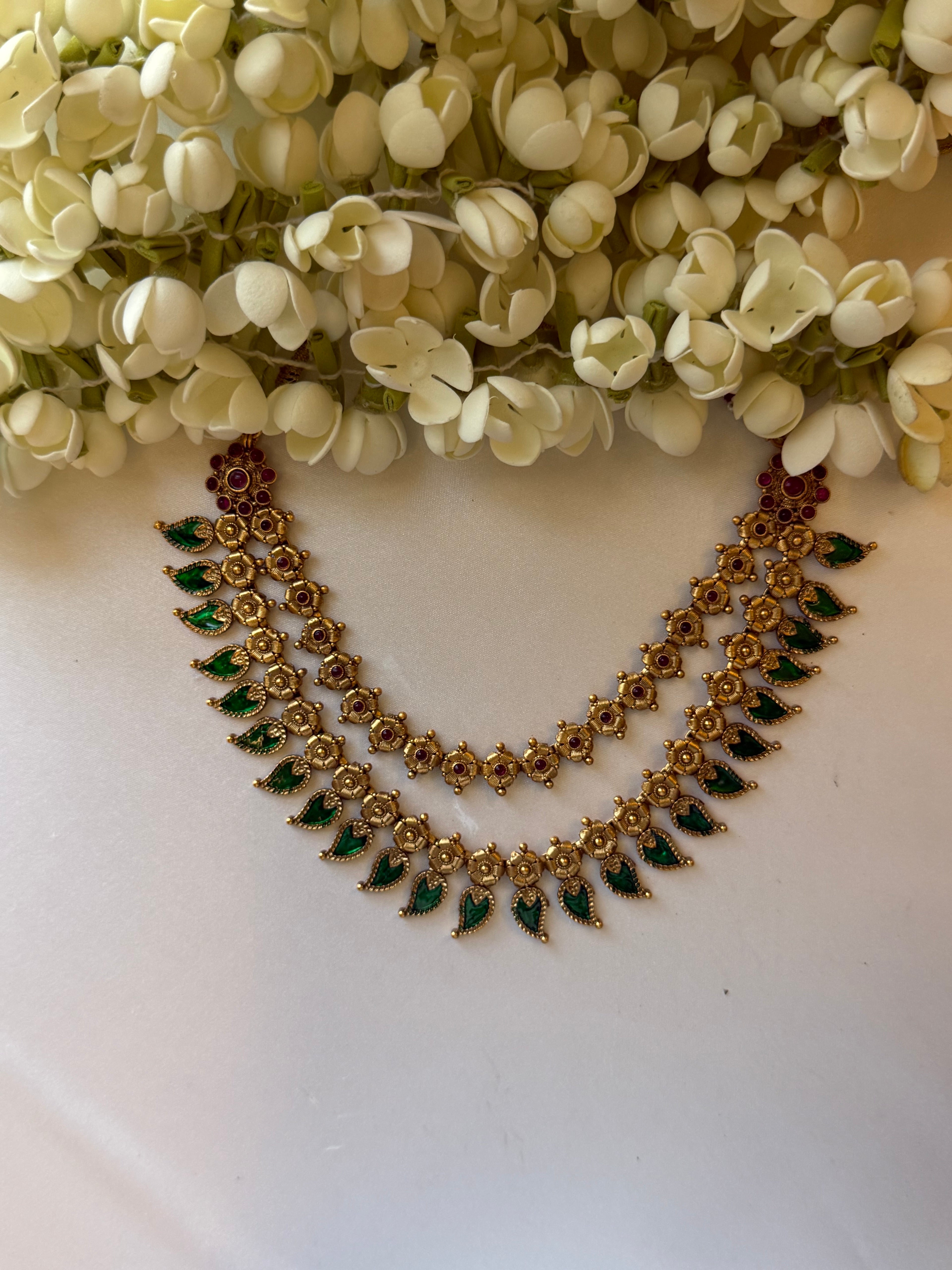 Double Layer Manga Maala Necklace with Earrings