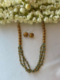 Simple Green Bead Pearl with Earrings