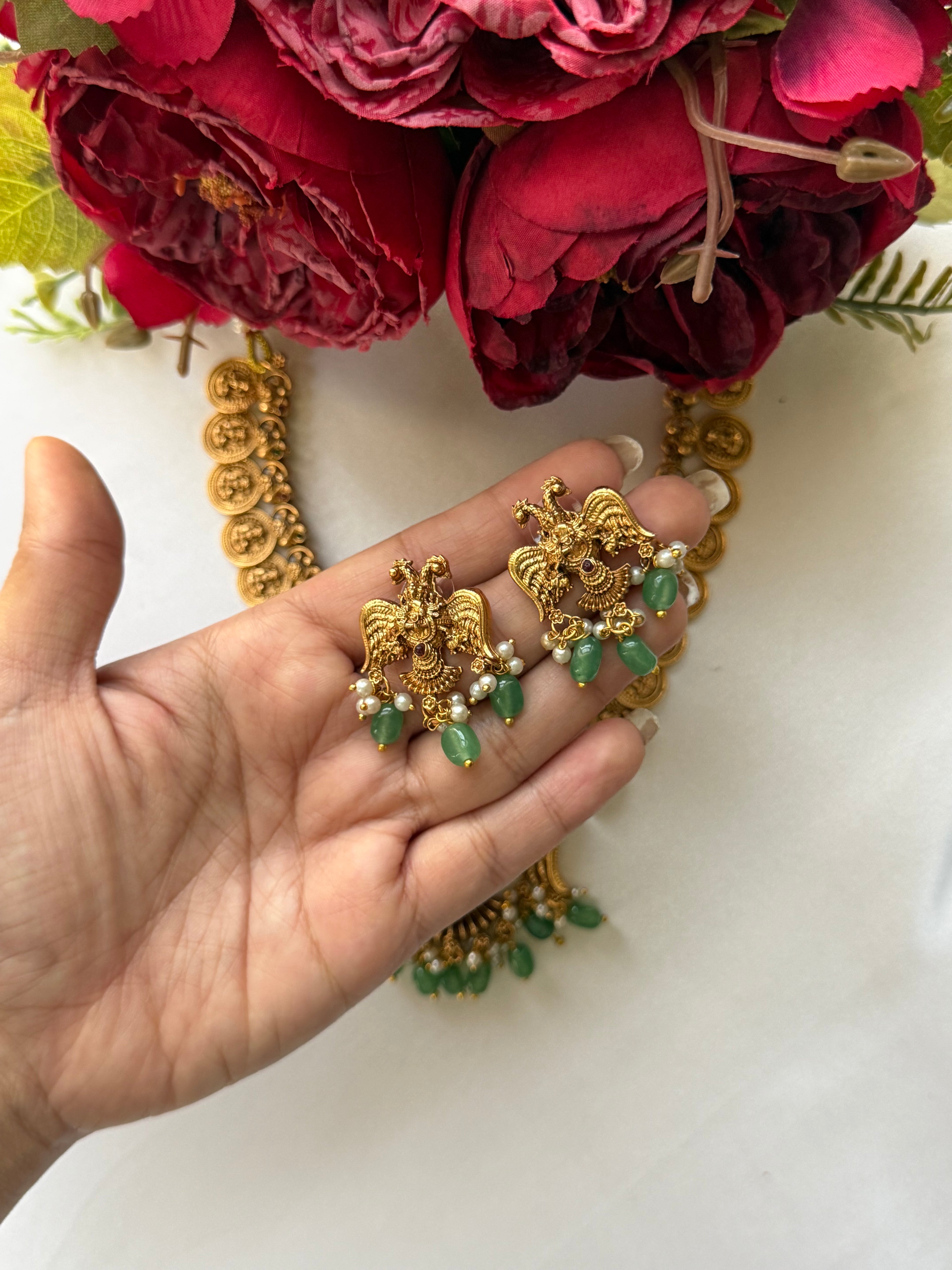 Green Stone Nagas with Earrings