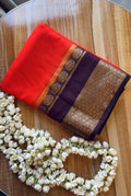 Orange Burgandy Mysore Silk Saree
