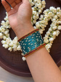 Teal Blue Glass Bangles Set