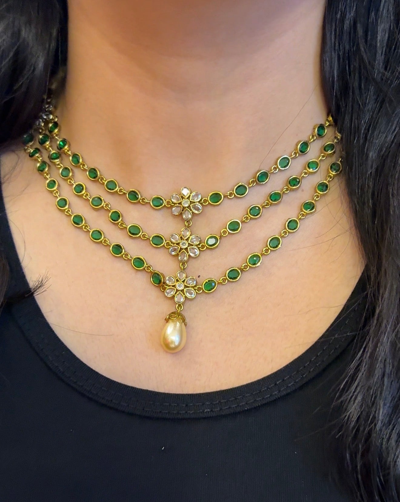 Best Seller Three layer princess Necklace(Green)