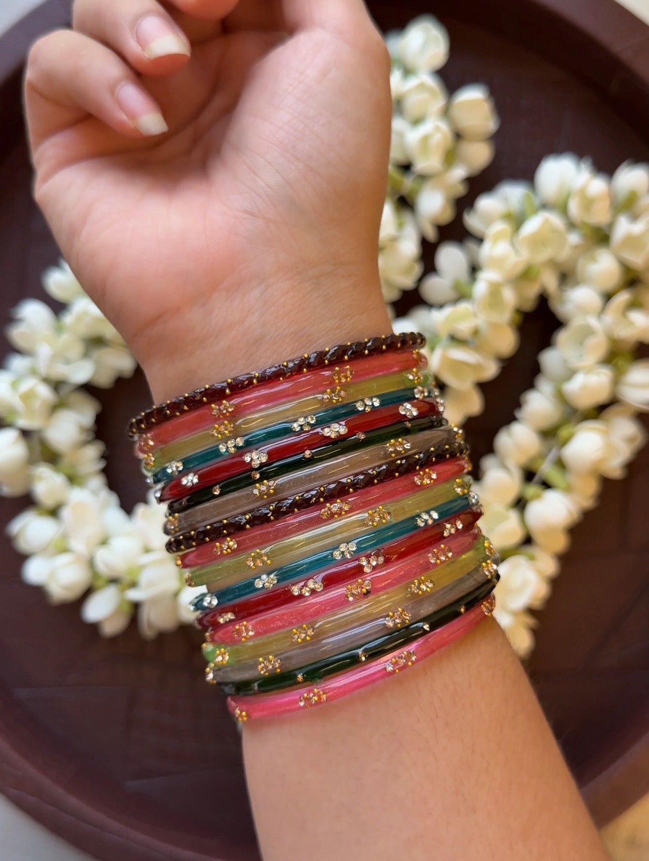Mixed Glass Bangles (Set of 12)