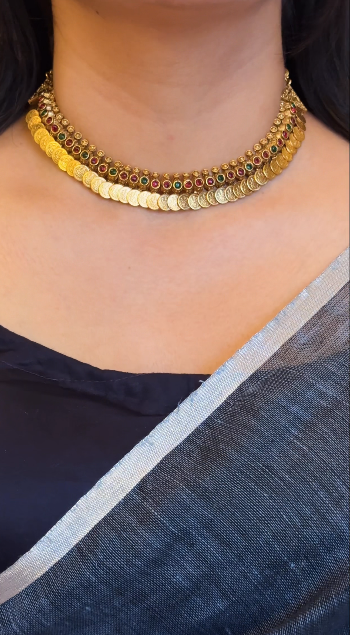 Multi Coin Necklace with Earrings