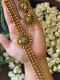 Gold Bead Green Flower Choker