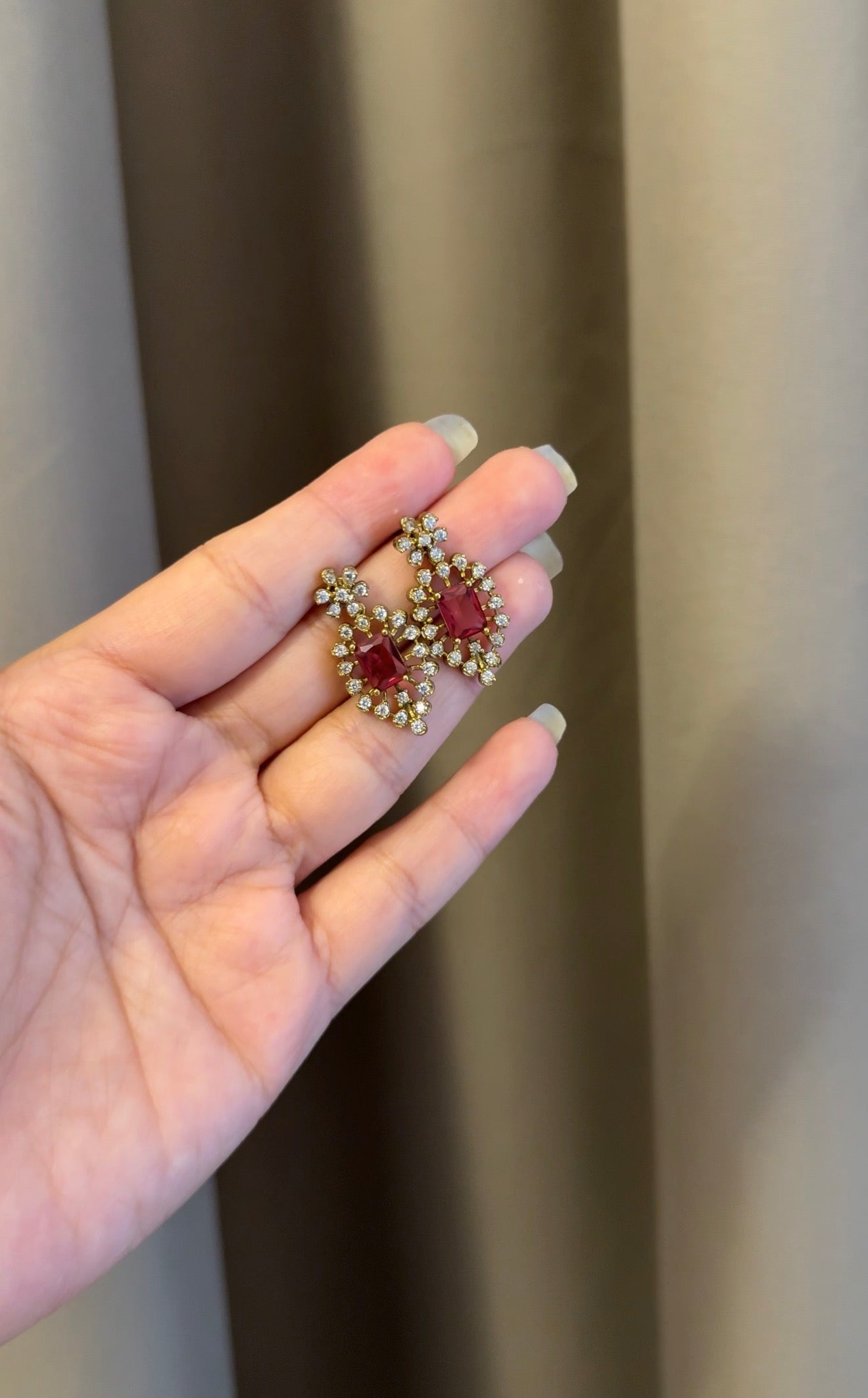Ruby AD stone Necklace with Earrings