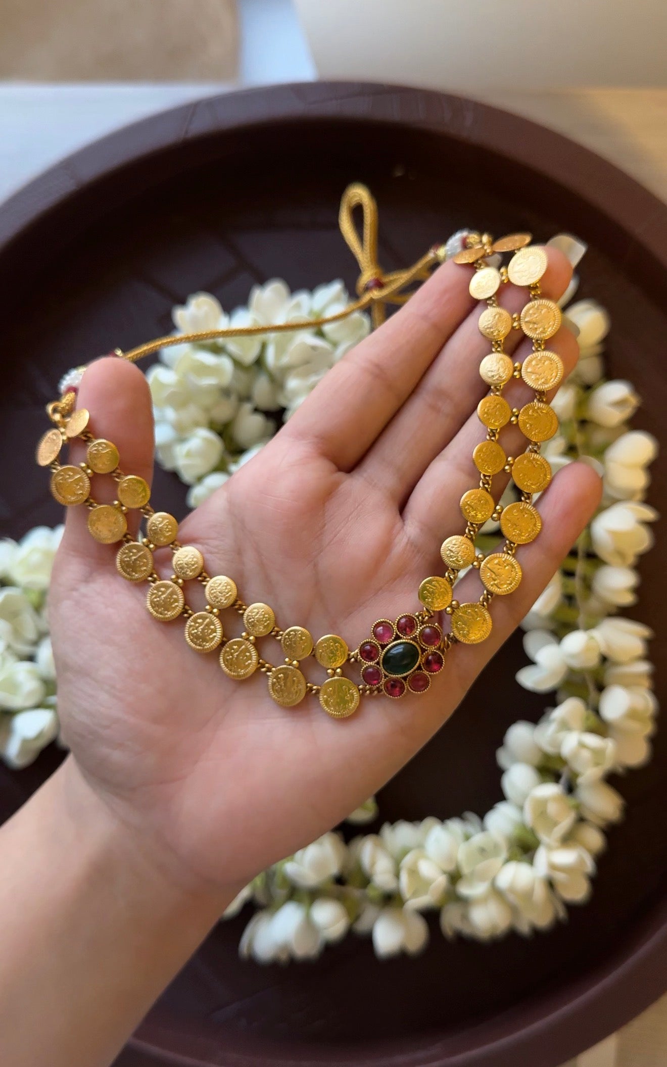 Coin Ruby Choker with Studs