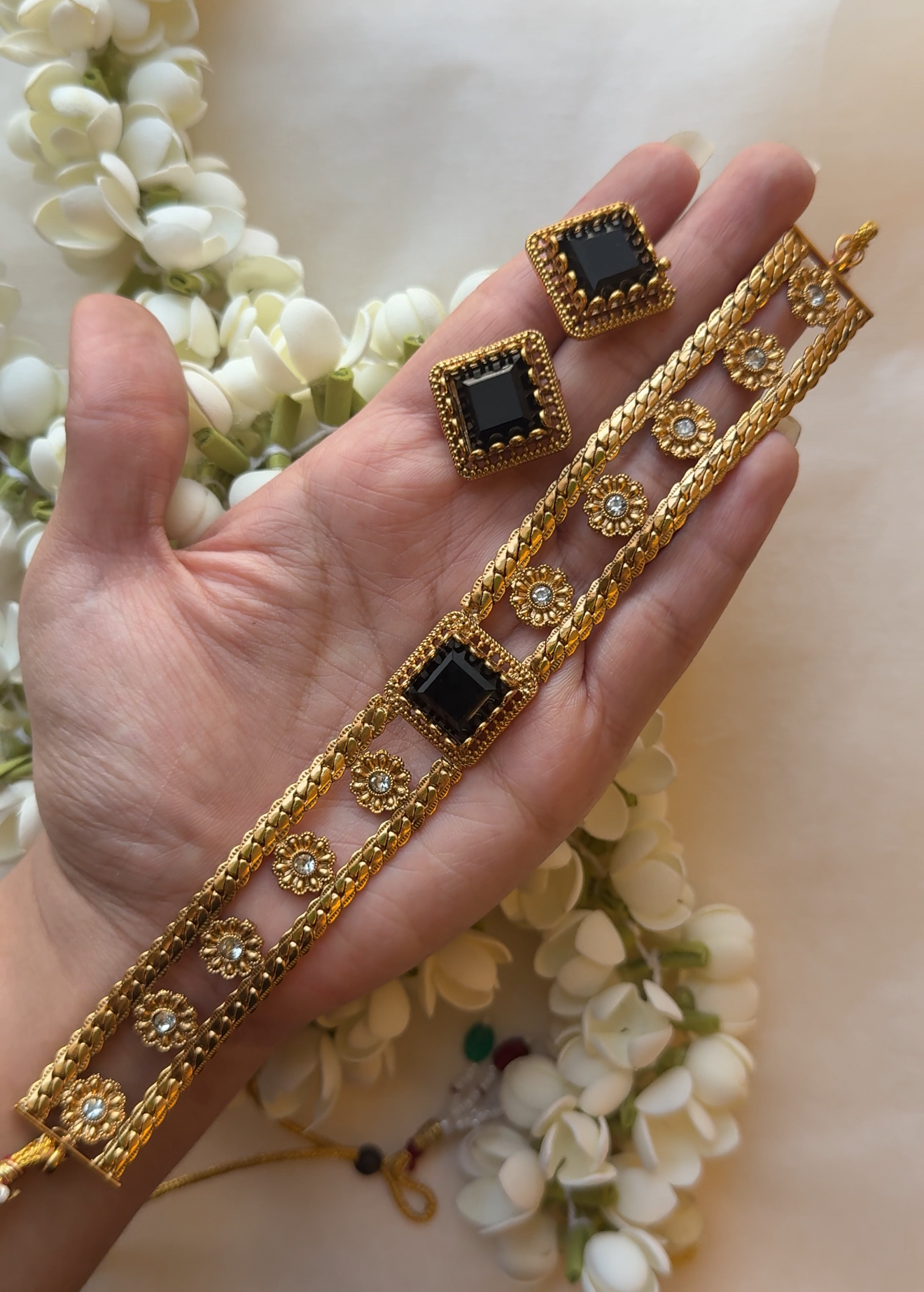 Black Choker with Earrings