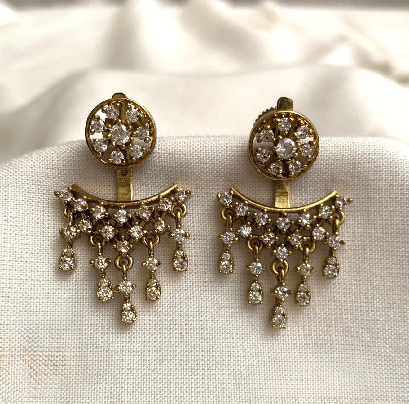 2 in 1 AD stone Earrings